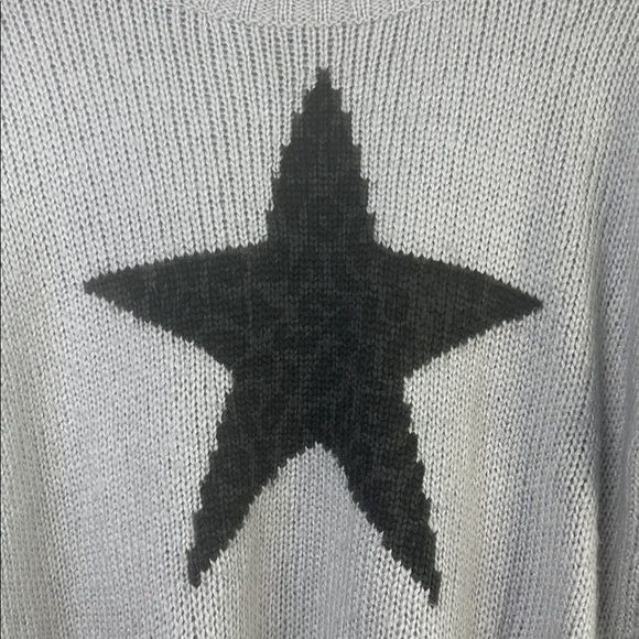 Wooden Ships Leopard Star Crewneck Sweater Mohair Wool Blend S/M Oversized Gray - Picture 6 of 16